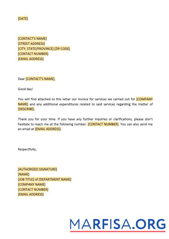 Blank Letter to Customer Invoice Attached Template